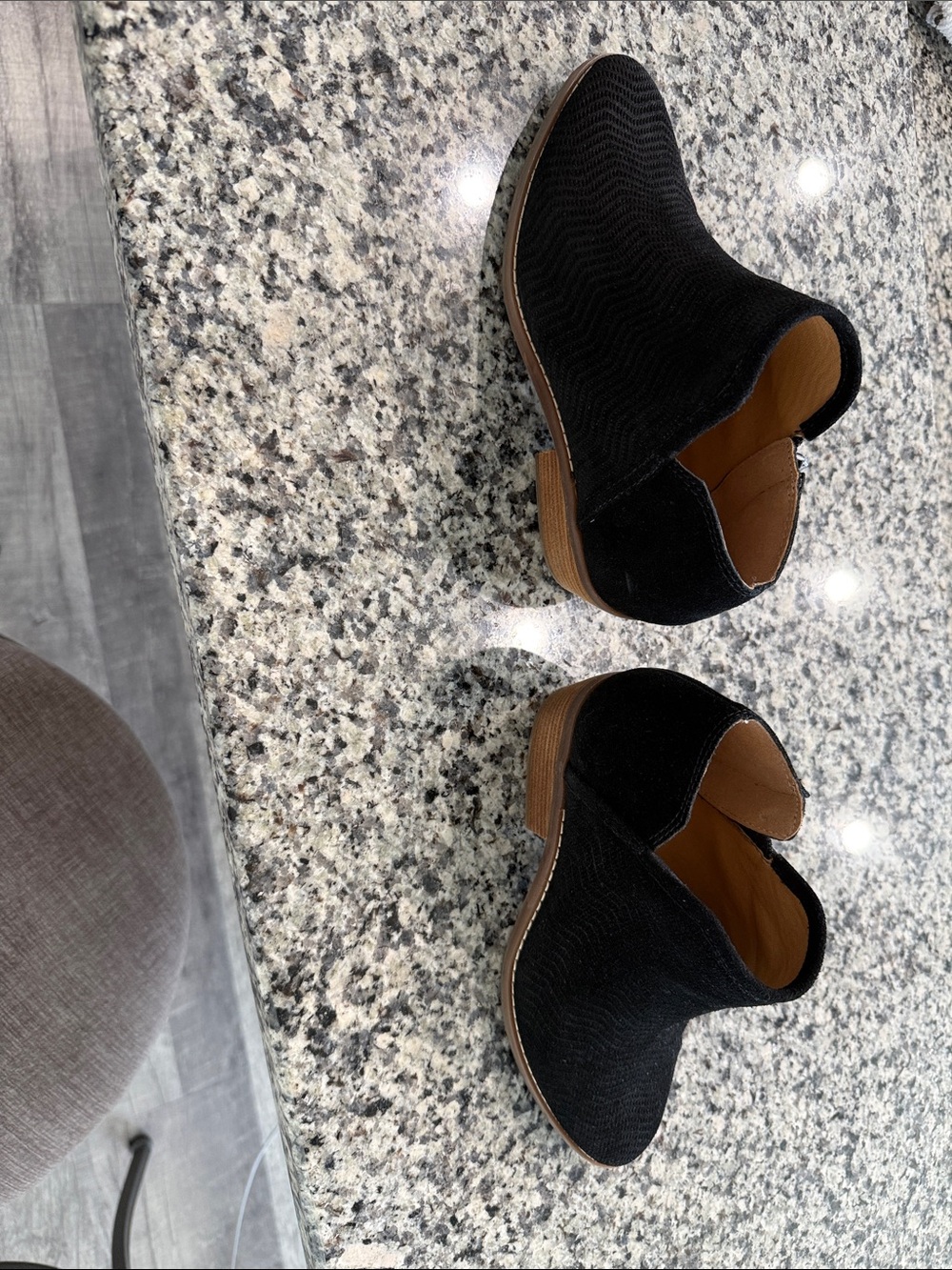 Lucky Brand Black Textured Slip-On Ankle Booties